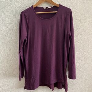 Soft Surroundings Touch of Sheer Tunic Top Large Shirt 2CM00 Purple Blouse Layer